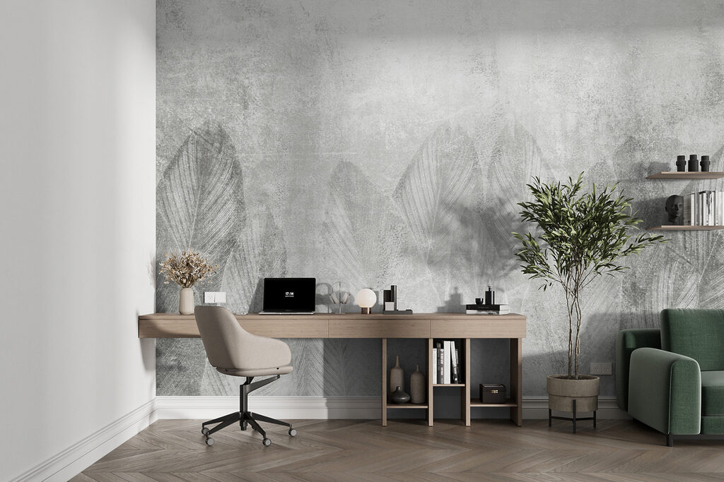 Grote bladeren op grijs — interieur 7