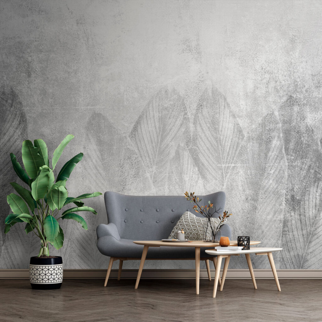 Grote bladeren op grijs — interieur 5