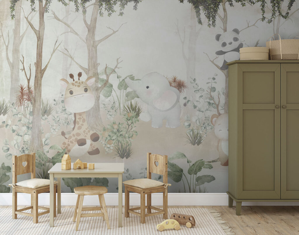 Speelse dieren in een vredig bos — interieur 3