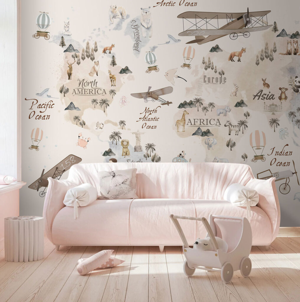 Dierenkaart met oude vliegtuigen — interieur 1