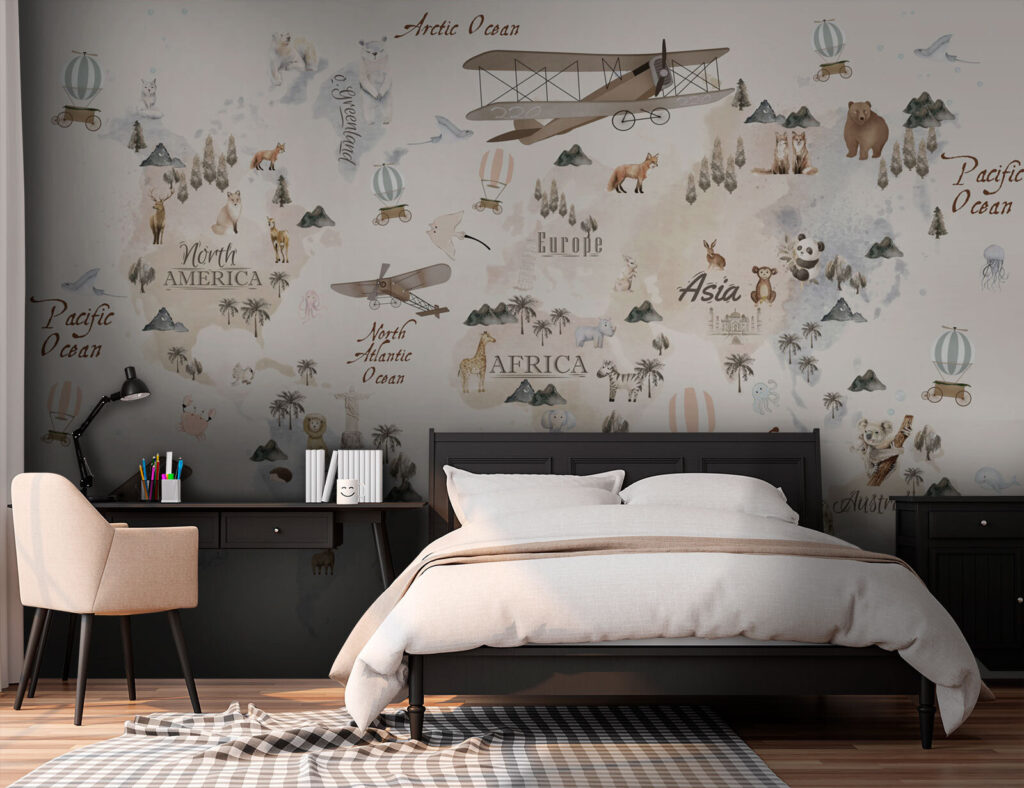 Dierenkaart met oude vliegtuigen — interieur 3