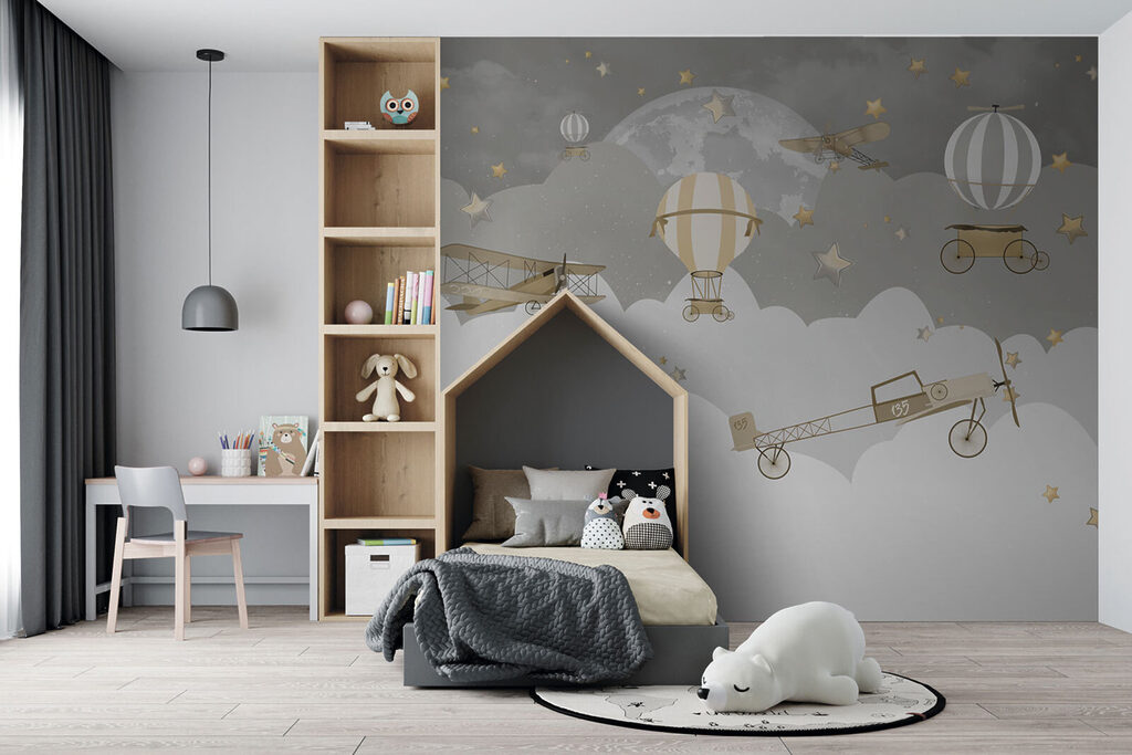 Ballonnen boven grijze wolkenranden — interieur 6