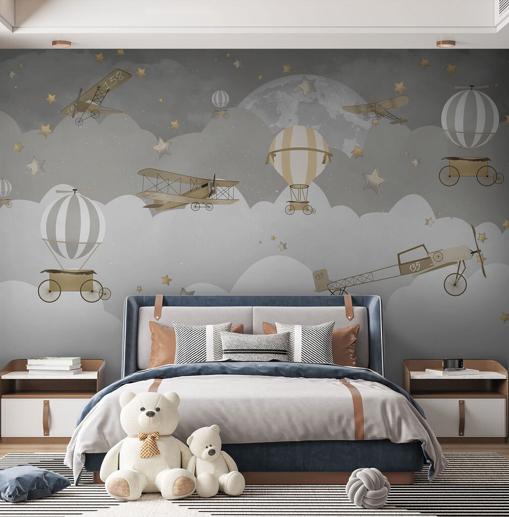 Ballonnen boven grijze wolkenranden — interieur 7