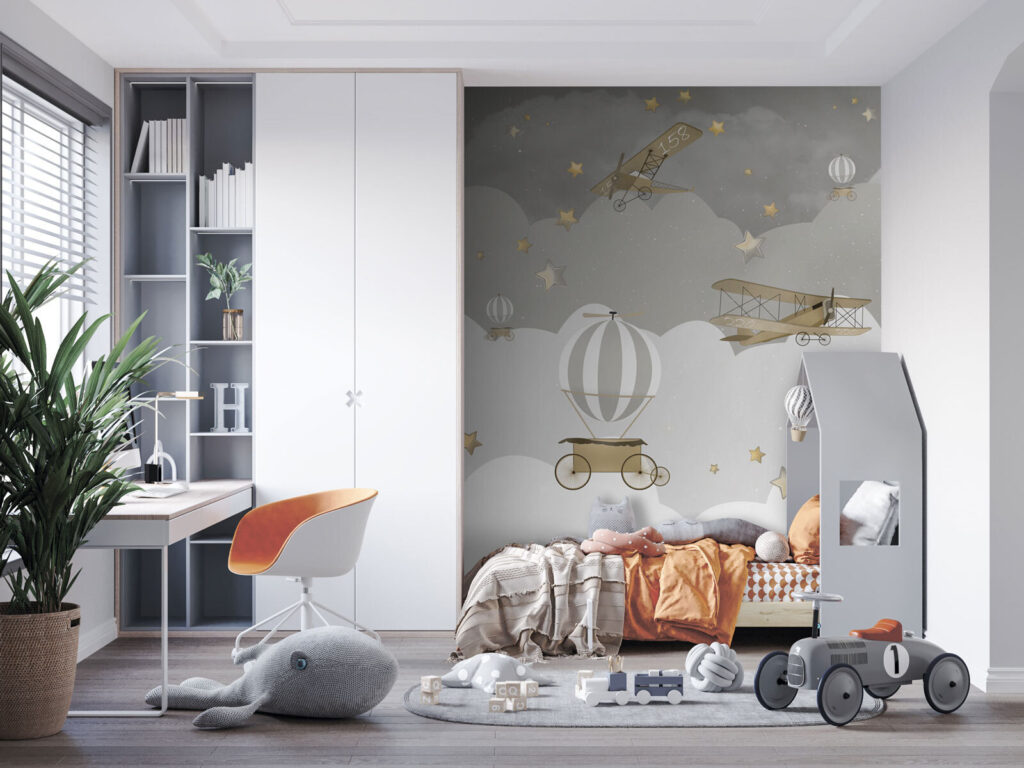 Ballonnen boven grijze wolkenranden — interieur 5