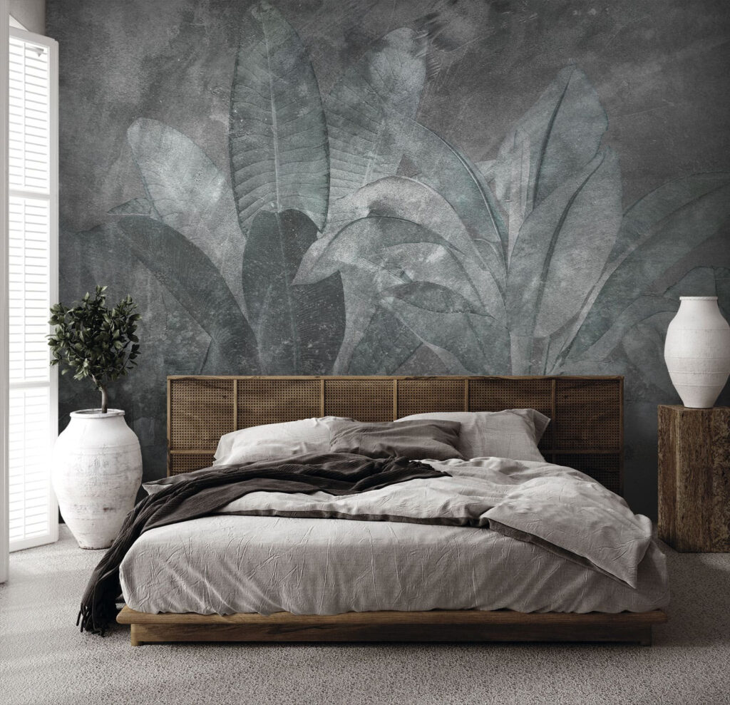Bleekblauwe bladeren op verflagen — interieur 2