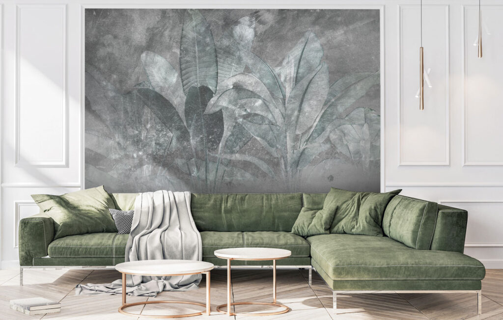 Bleekblauwe bladeren op verflagen — interieur 4