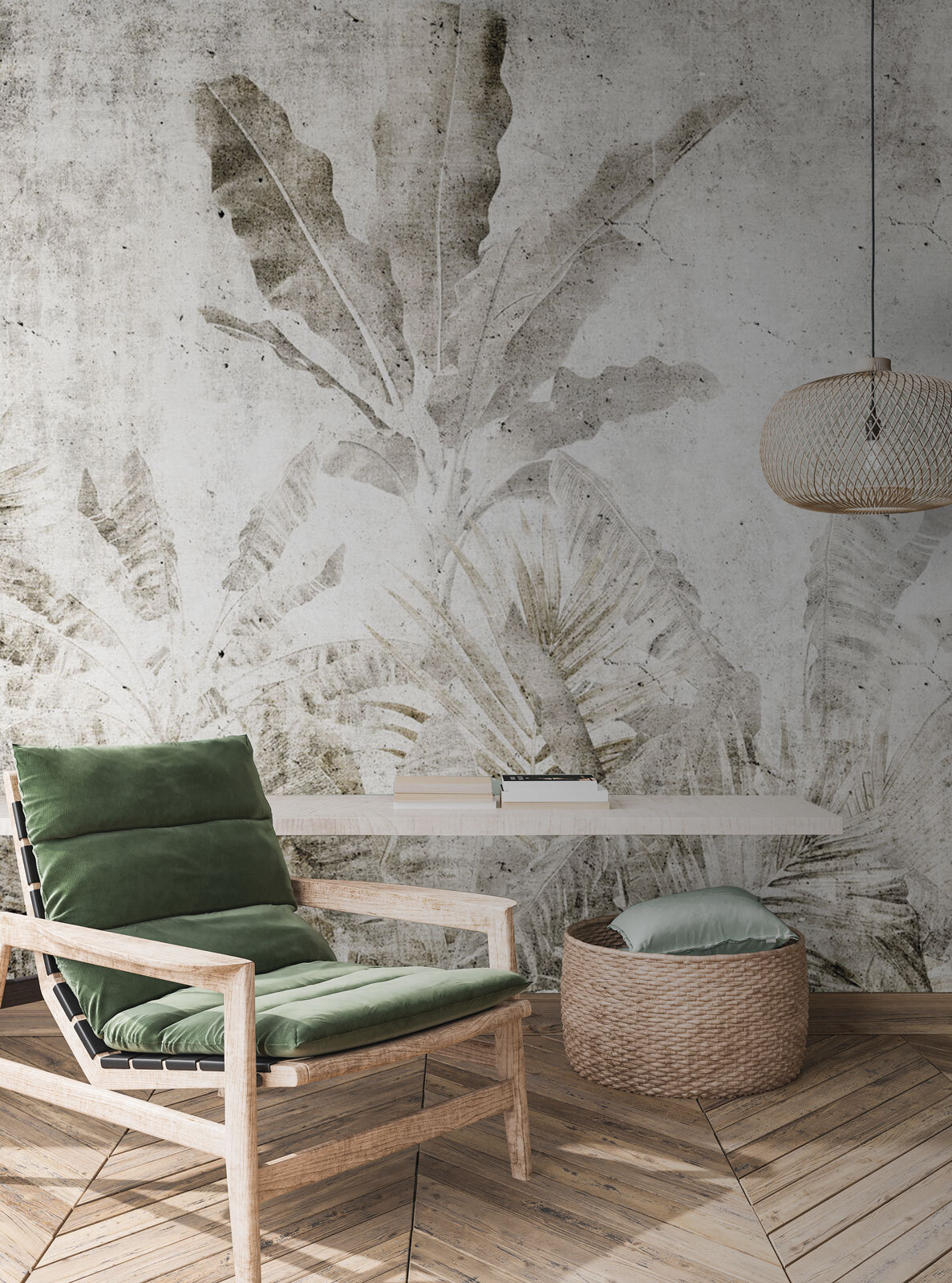 Zandkleurige jungle op wit — interieur 4