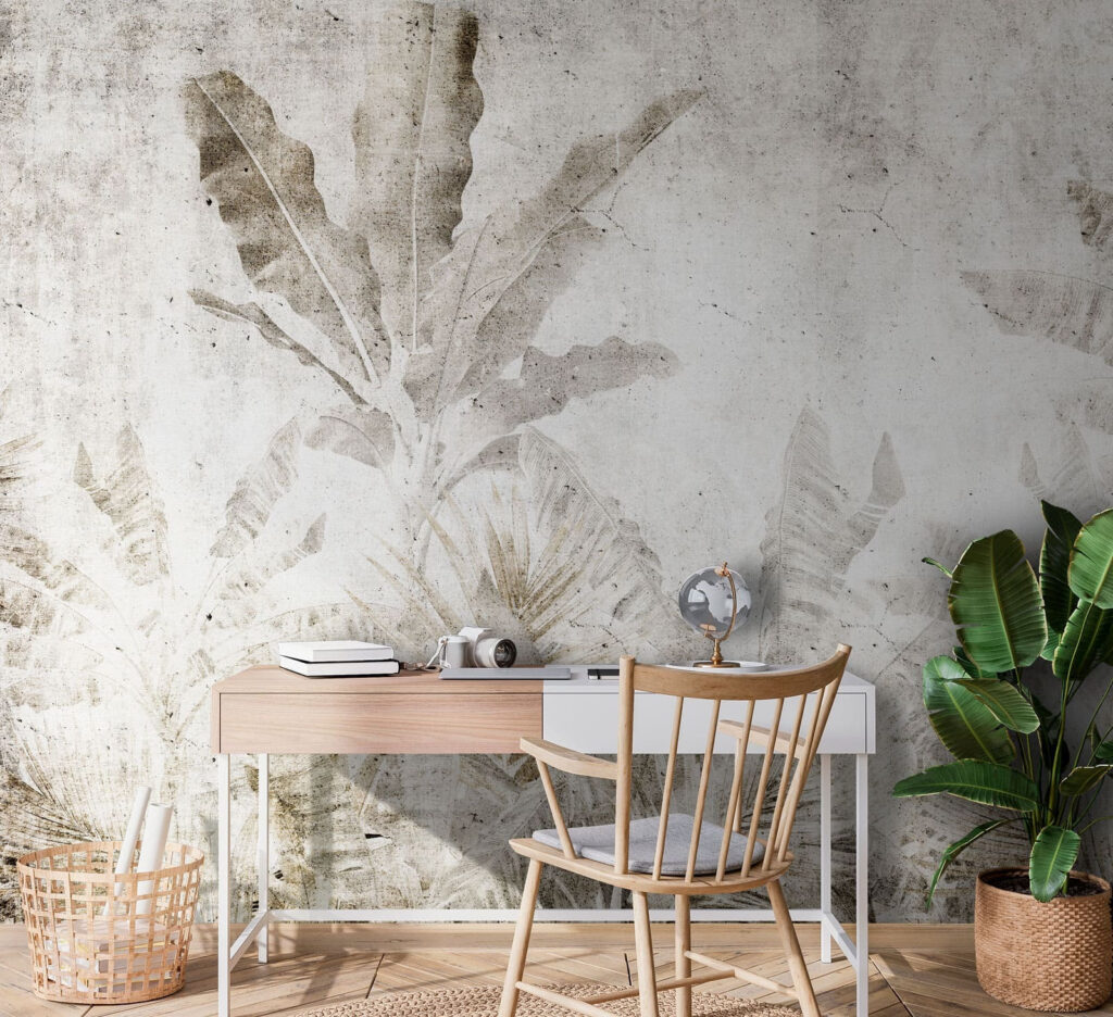 Zandkleurige jungle op wit — interieur 1