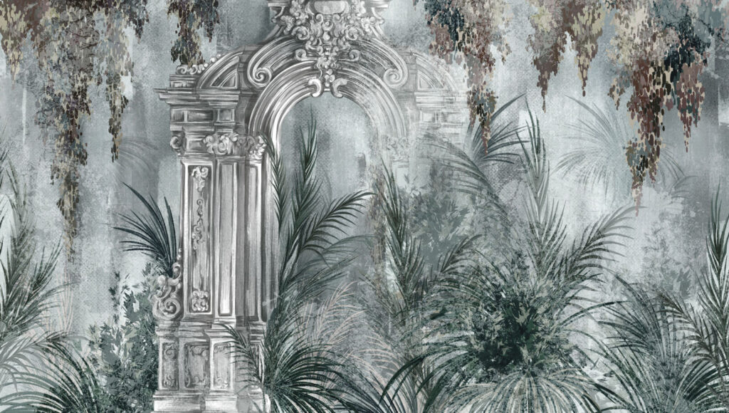 Elegante boog te midden van weelderig groen — volledig ontwerp