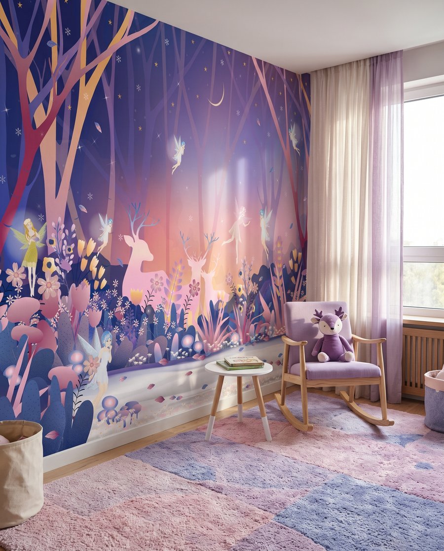 Herten in een droomtuin in een interieur