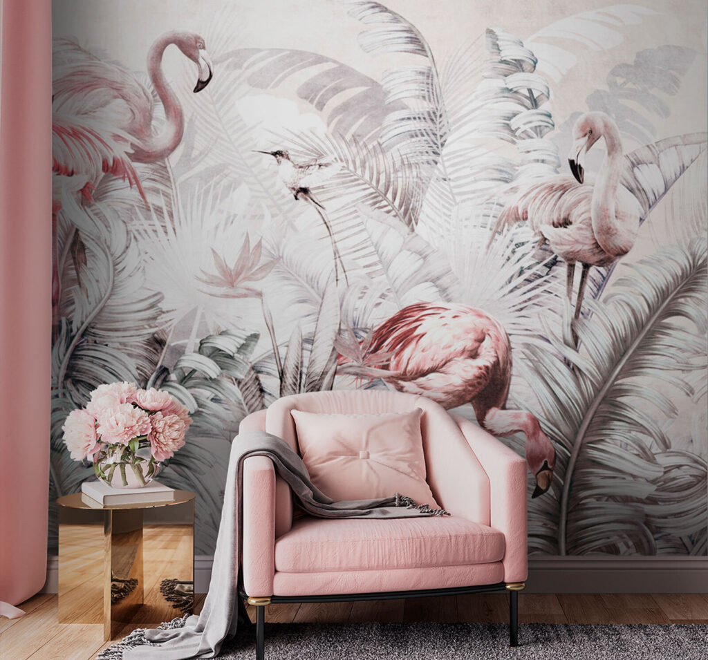 Flamingo’s tussen fijne grijstakken — interieur 2