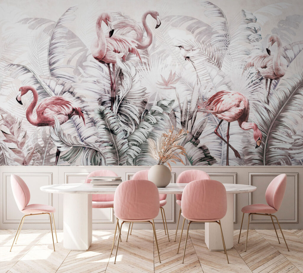 Flamingo’s tussen fijne grijstakken — interieur 3