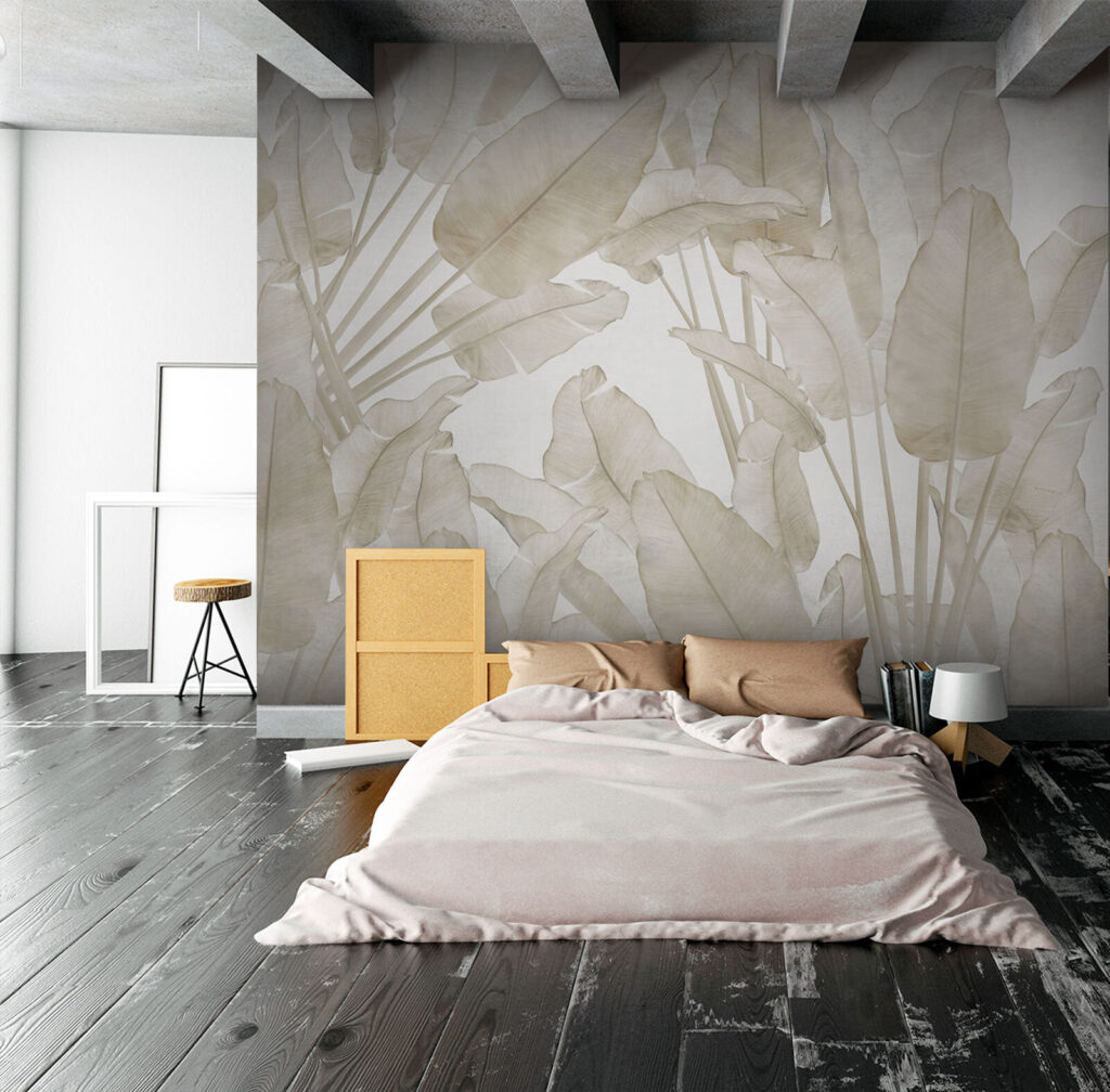 Tropische bladeren in zandkleur — interieur 2