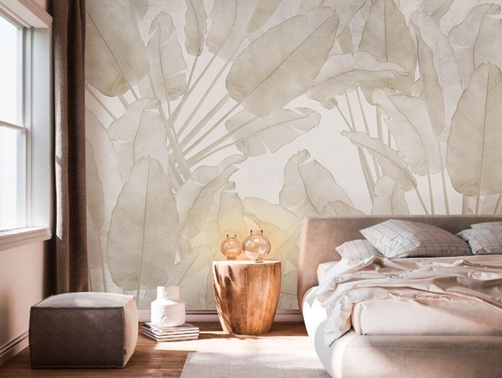 Tropische bladeren in zandkleur — interieur 3
