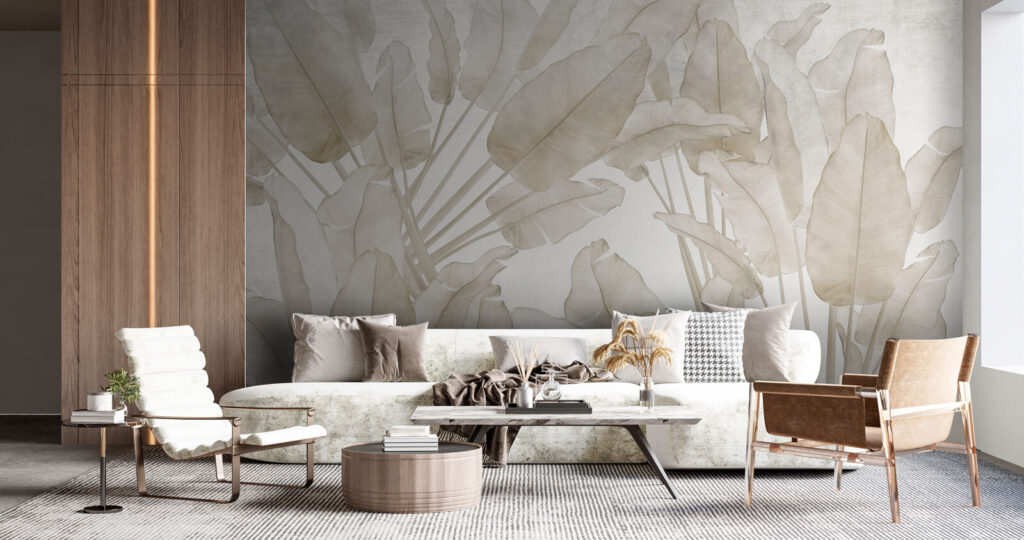 Elegant gebladerte in zachte tinten in een interieur