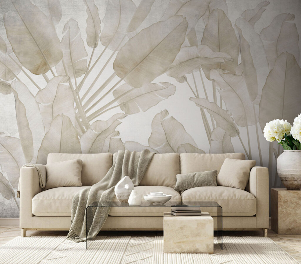 Tropische bladeren in zandkleur — interieur 5