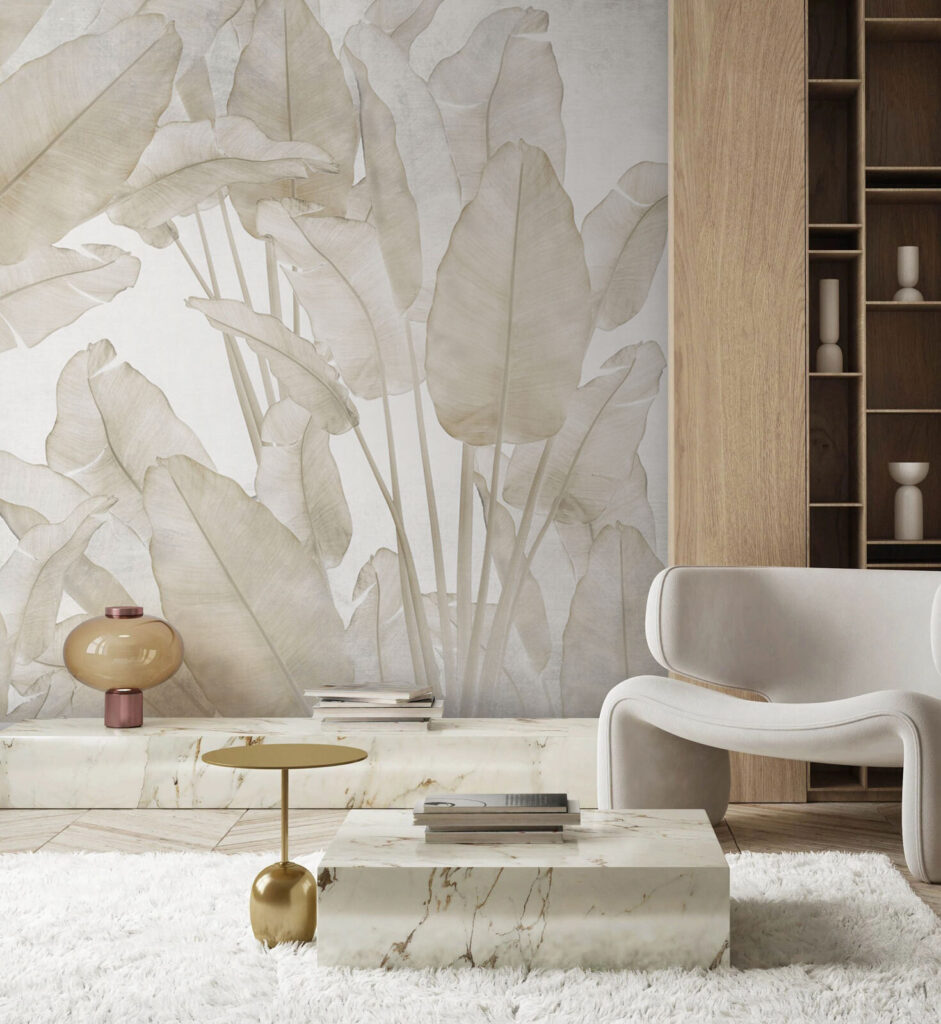 Tropische bladeren in zandkleur — interieur 6