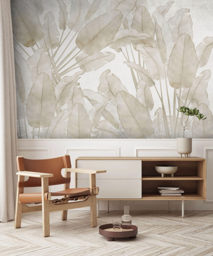 Tropische bladeren in zandkleur — interieur 7