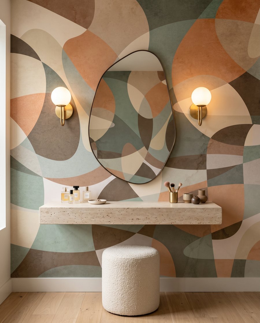 Rondingen in zachte aardetinten in een interieur