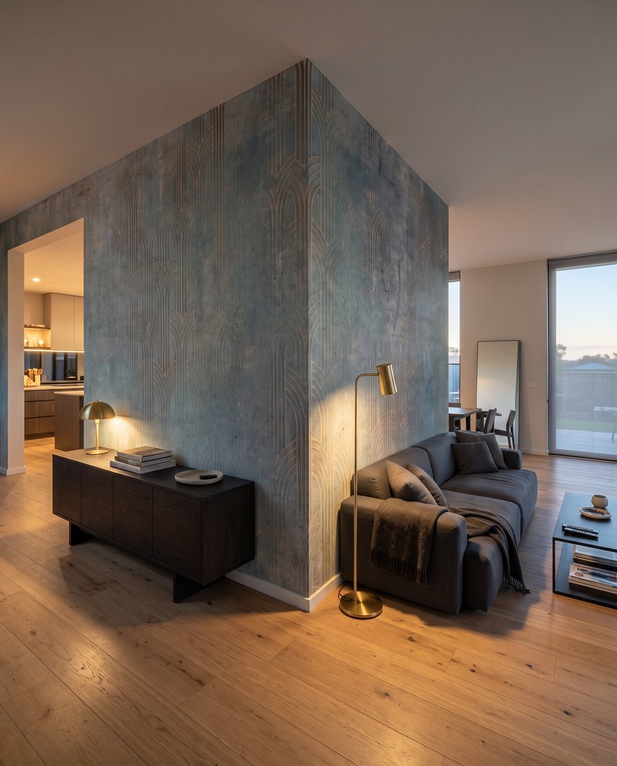 Blauw met warme sporen — interieur 3