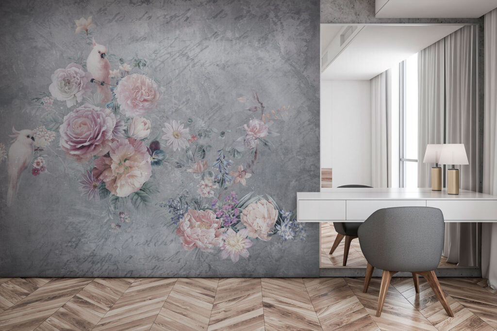 Vogels tussen verweerde rozen — interieur 3