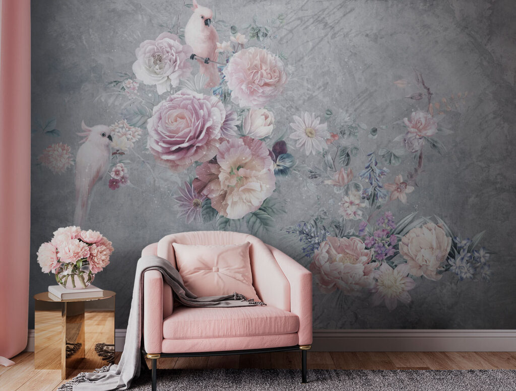 Vogels tussen verweerde rozen — interieur 1