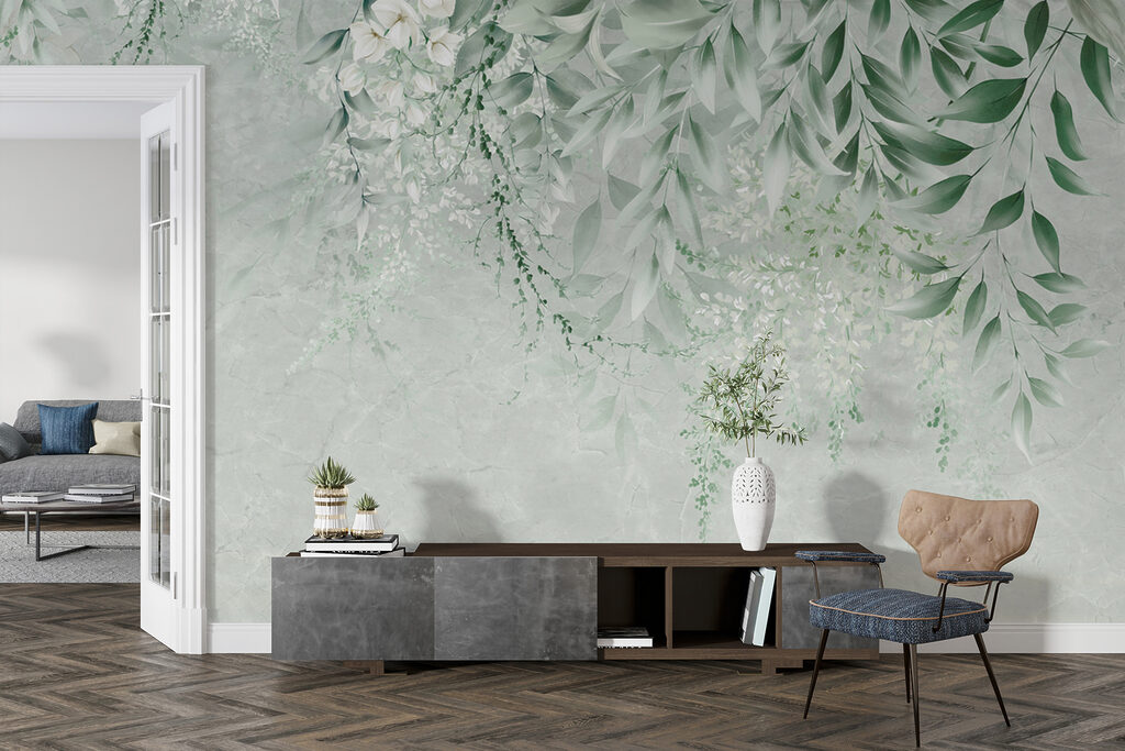 Hangende ranken op bleekgroen — interieur 7