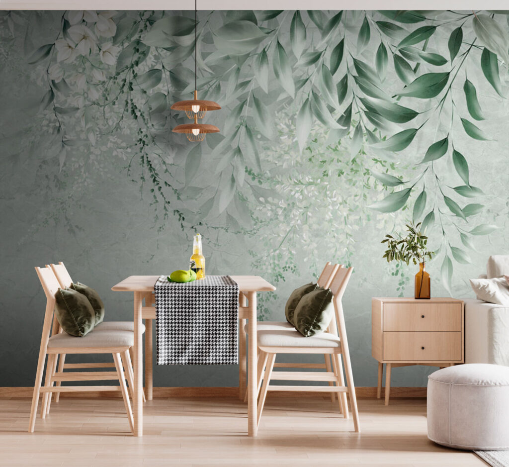 Hangende ranken op bleekgroen — interieur 2