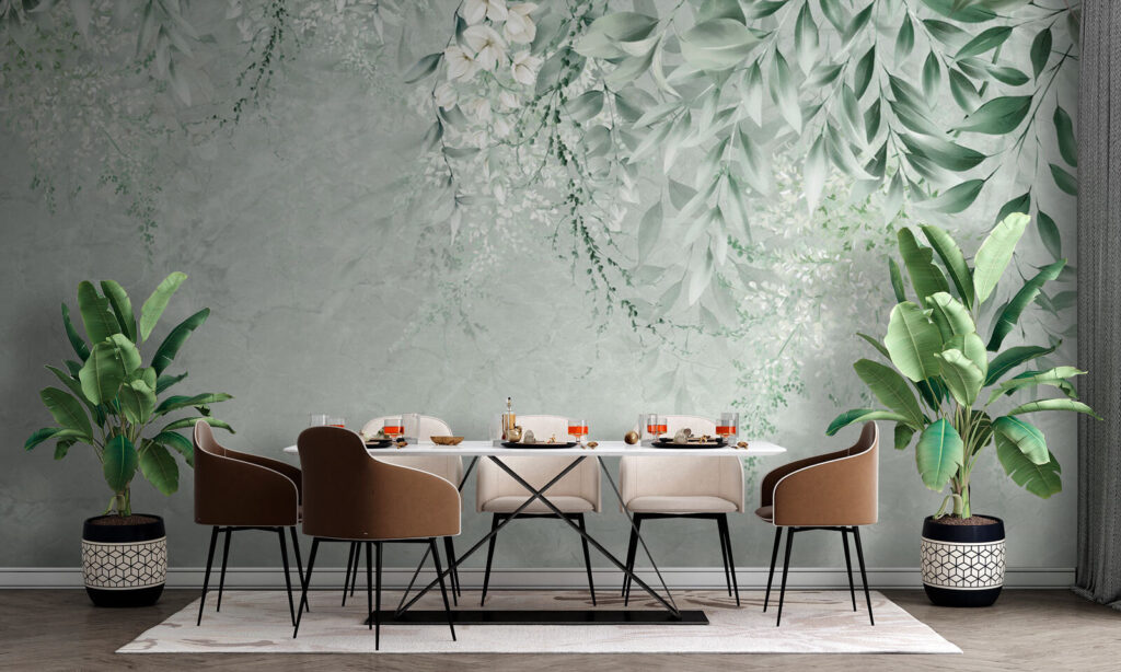 Hangende ranken op bleekgroen — interieur 3