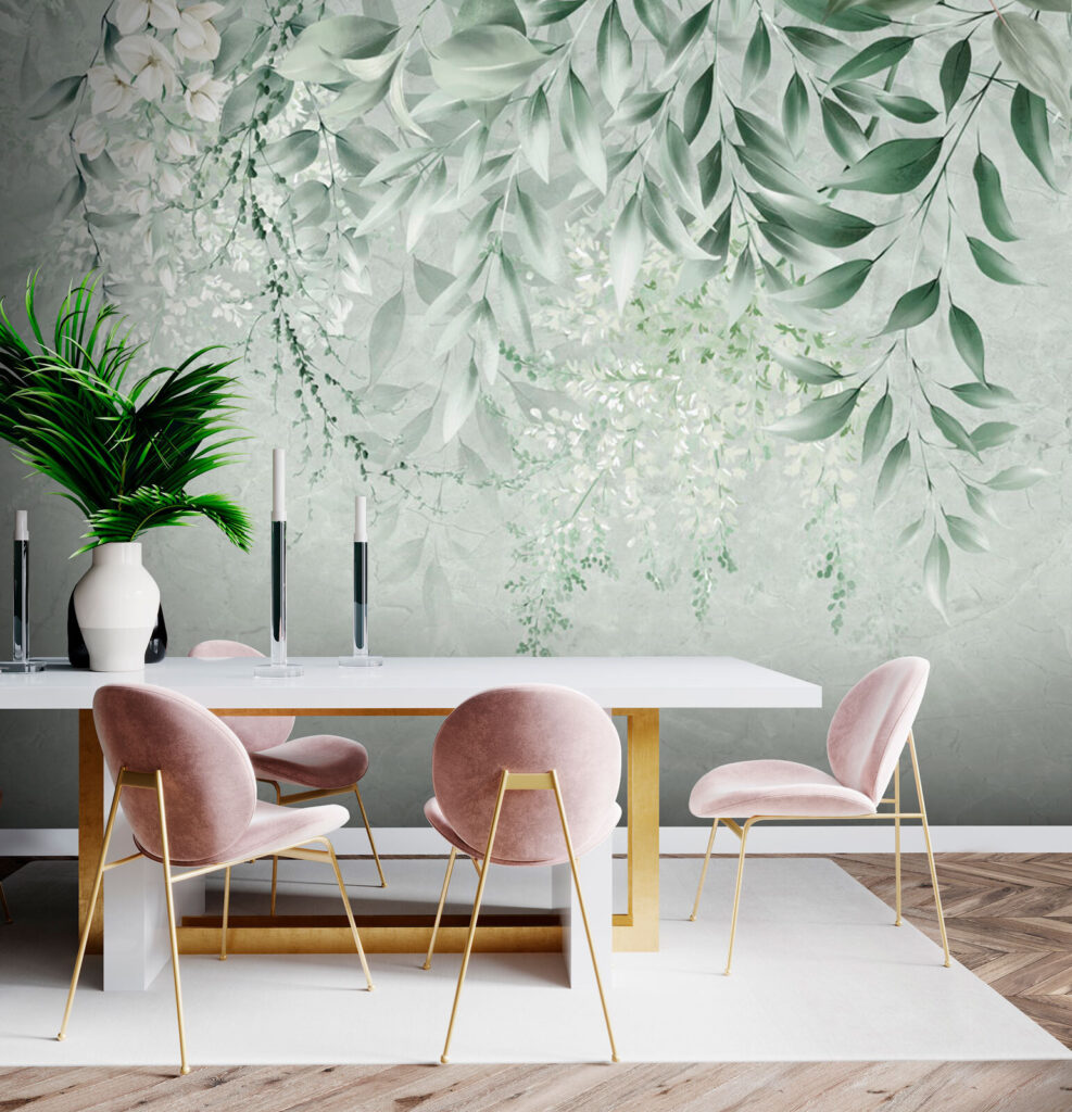 Hangende ranken op bleekgroen — interieur 4