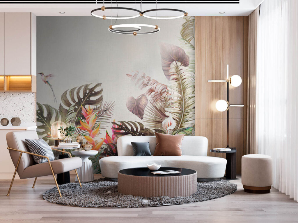 Tropische bloei langs onderrand — interieur 3