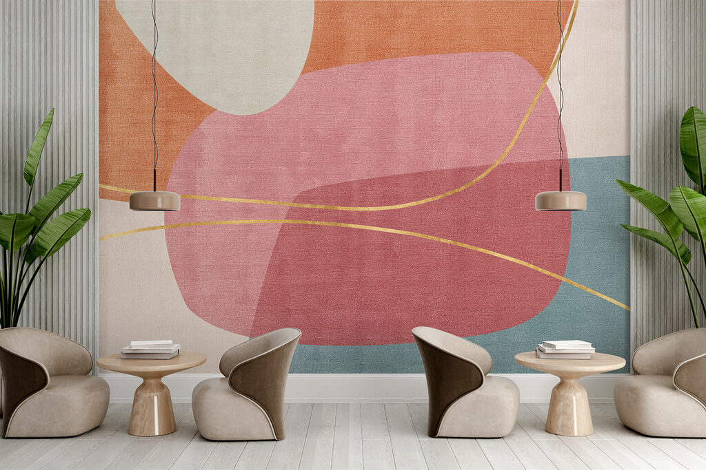 Ronde pastelvlakken met goudlijnen — interieur 5