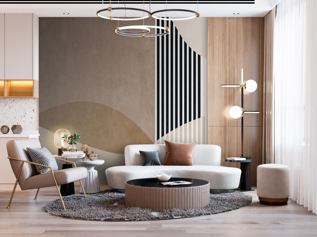 Abstracte vormen in neutrale tinten — interieur 2