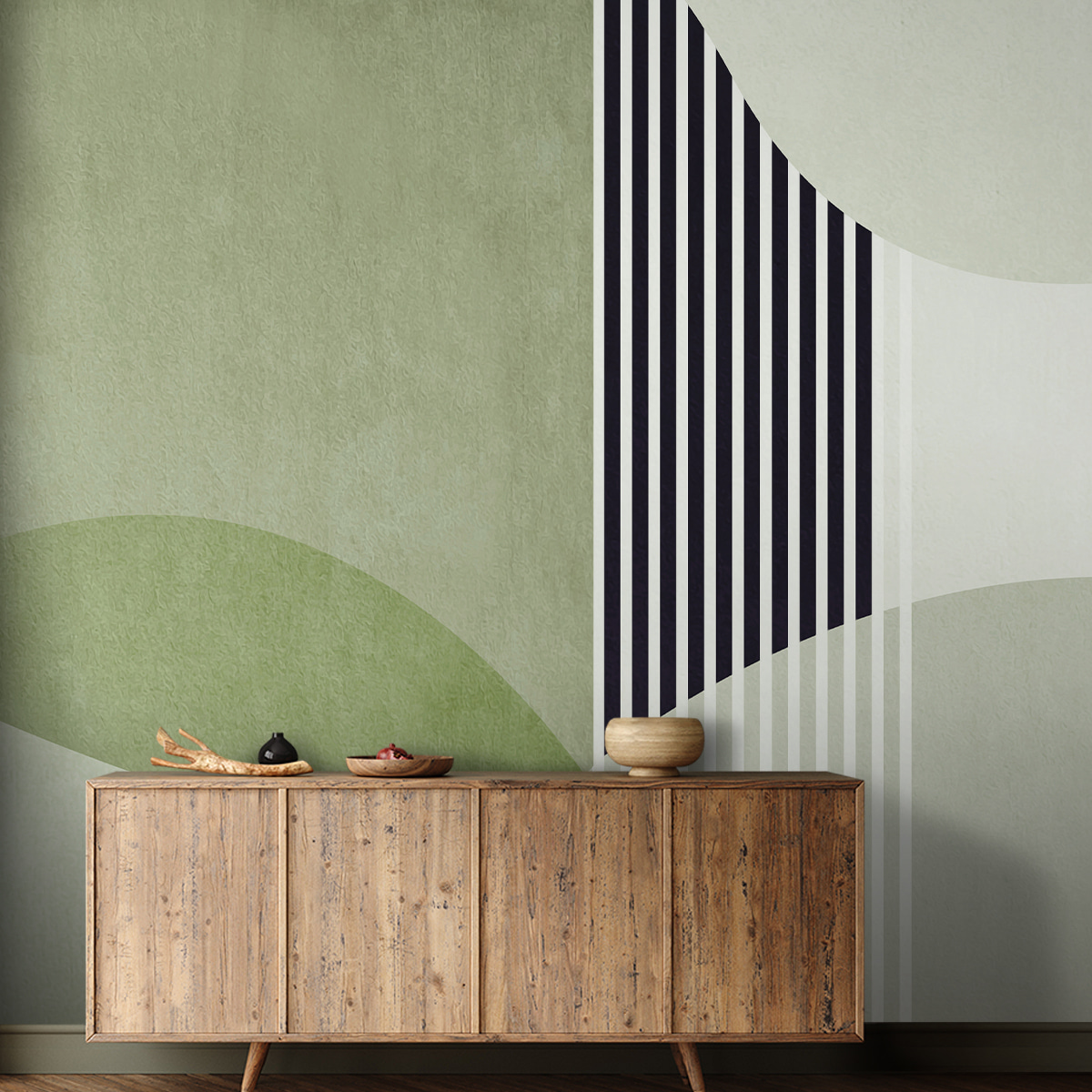 Een groen en zwart geometrisch ontwerp — interieur 2
