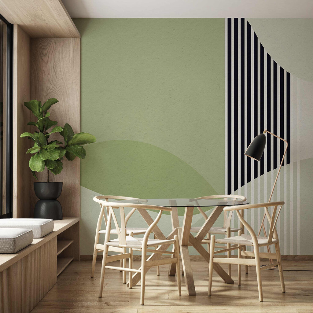 Een groen en zwart geometrisch ontwerp — interieur 3
