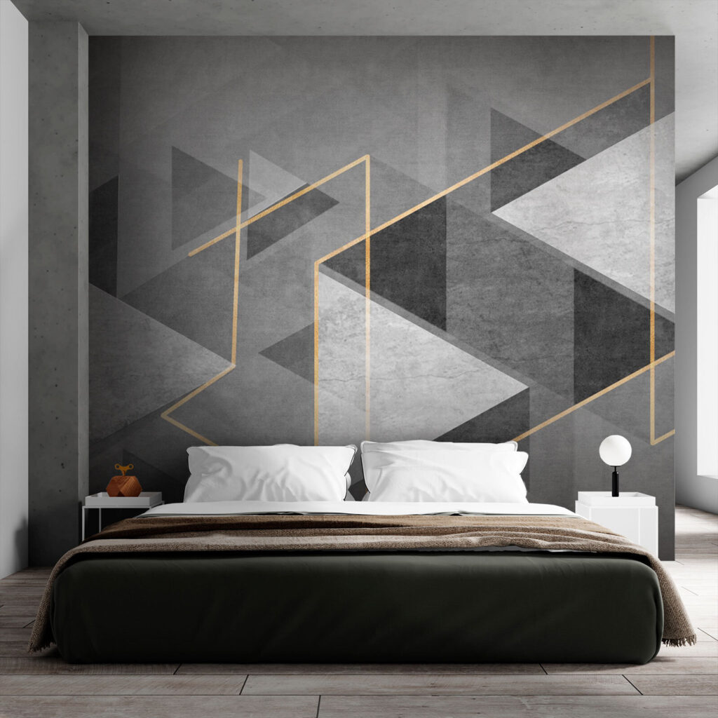 Grijs en wit geometrisch ontwerp in een interieur