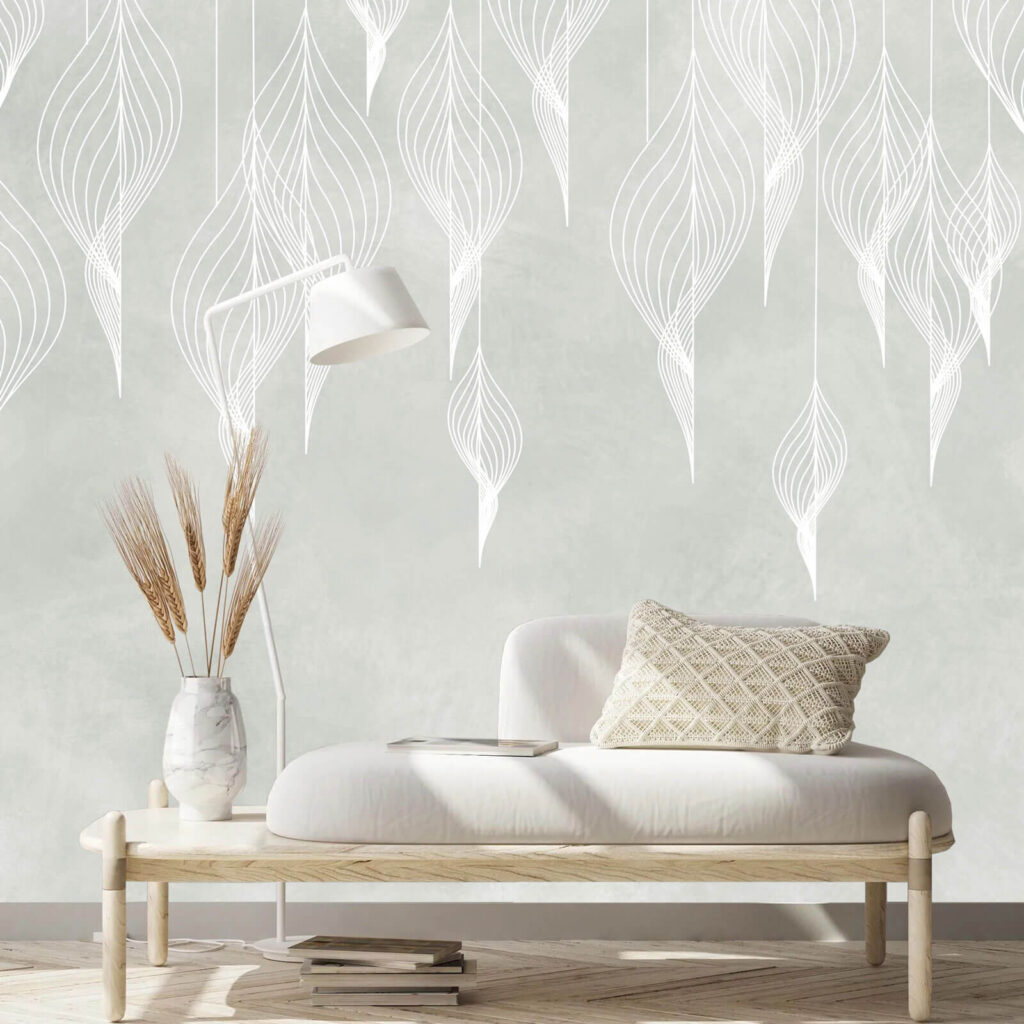 Witte bladcontouren hangen neer — interieur 2
