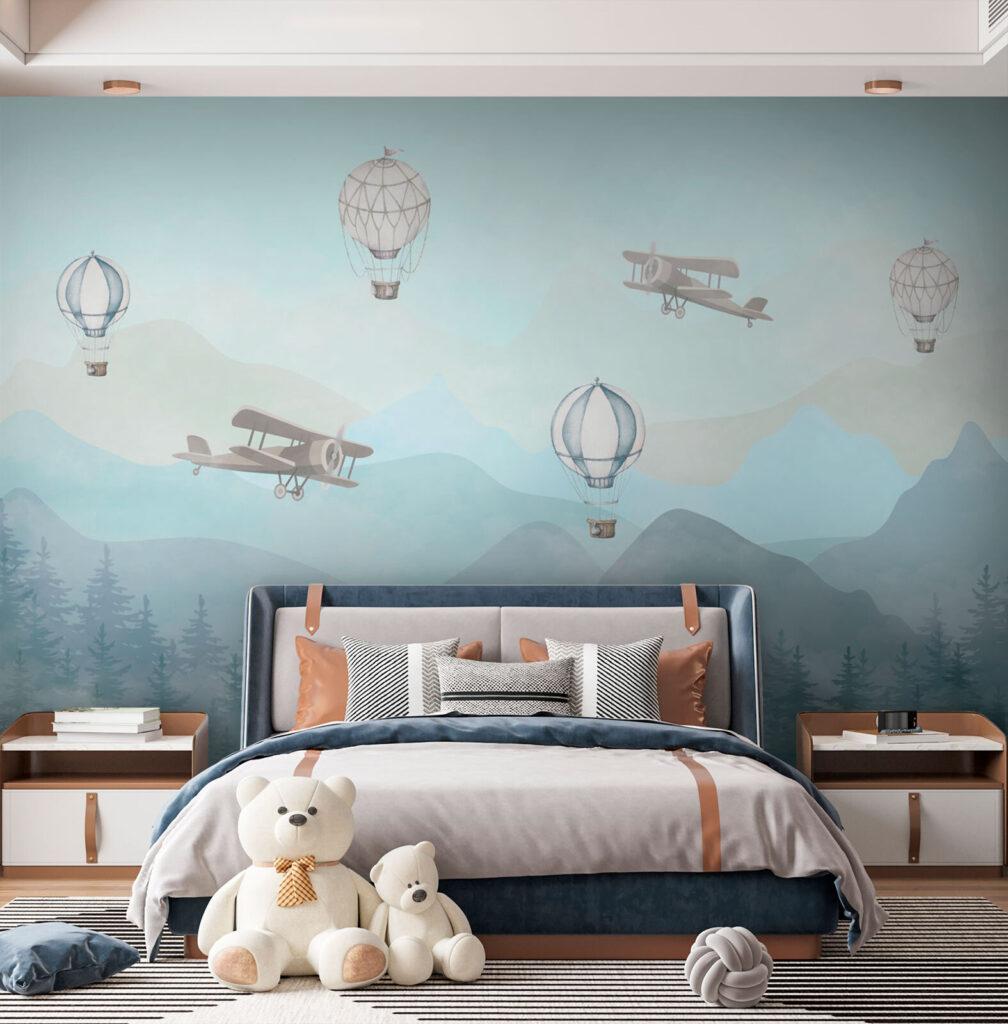 Vliegtuigjes boven bleke bergen — interieur 2
