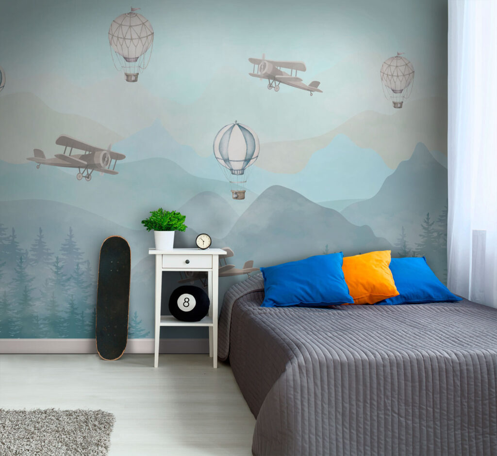Vliegtuigjes boven bleke bergen — interieur 3