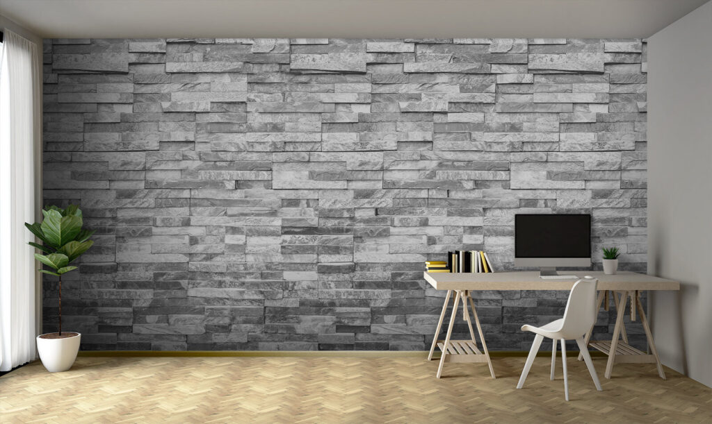 Smalle steenlagen in lichtgrijs — interieur 1