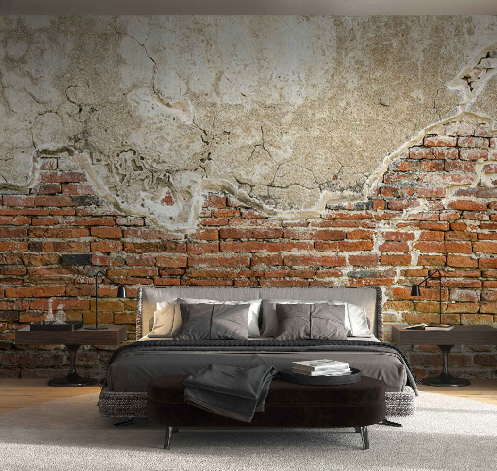 Bakstenen onder afbrokkelend pleisterwerk — interieur 2