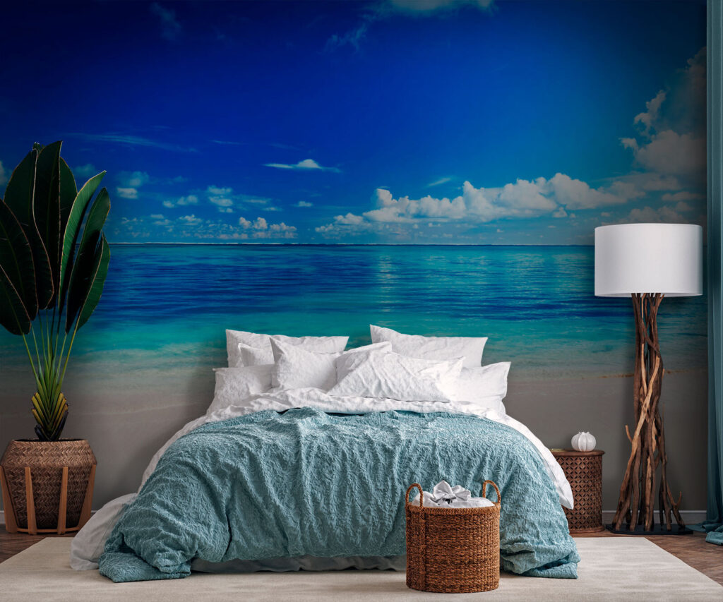 Strand met blauw water en wolken — interieur 2