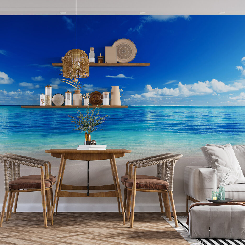 Strand met blauw water en wolken — interieur 5