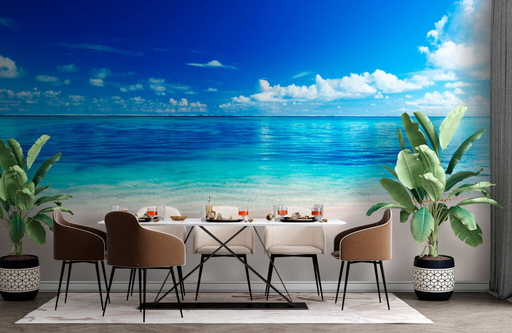 Strand met blauw water en wolken — interieur 1