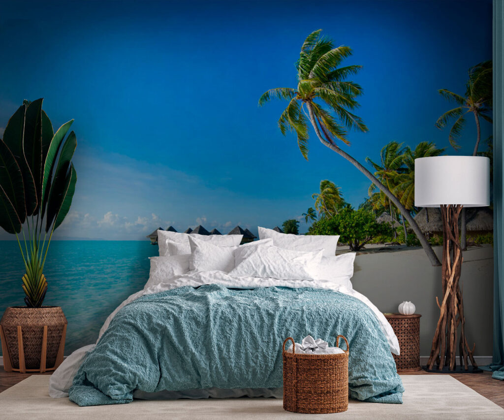 Palmstrand met een rietenhut — interieur 2