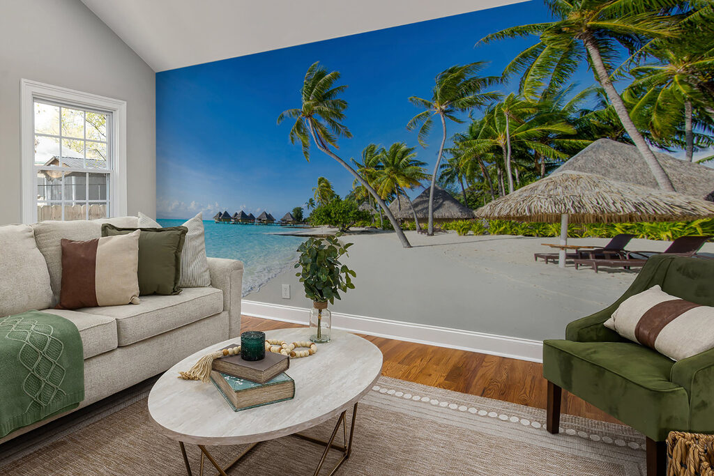 Palmstrand met een rietenhut — interieur 5