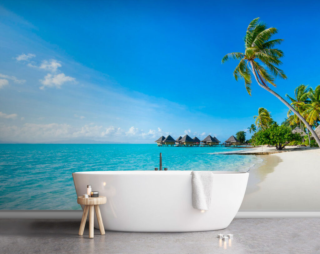 Palmstrand met een rietenhut — interieur 1