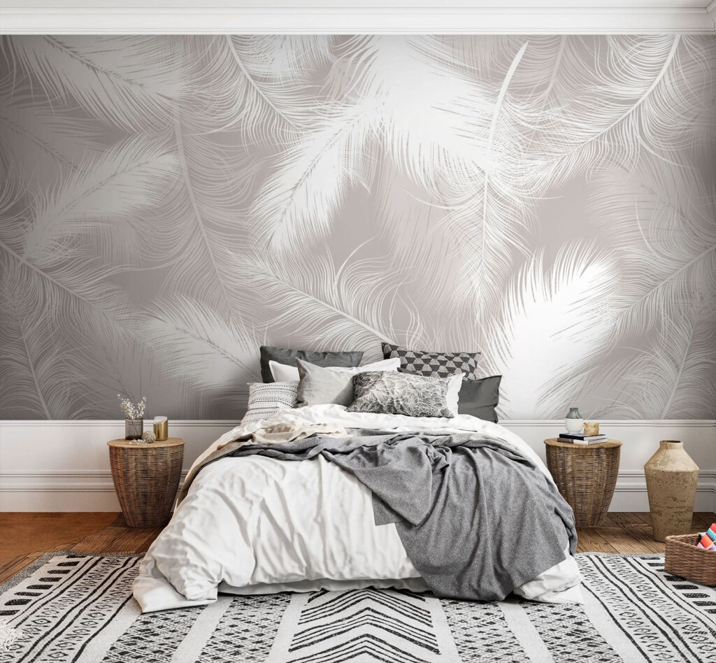 Witte veren over elkaar — interieur 2