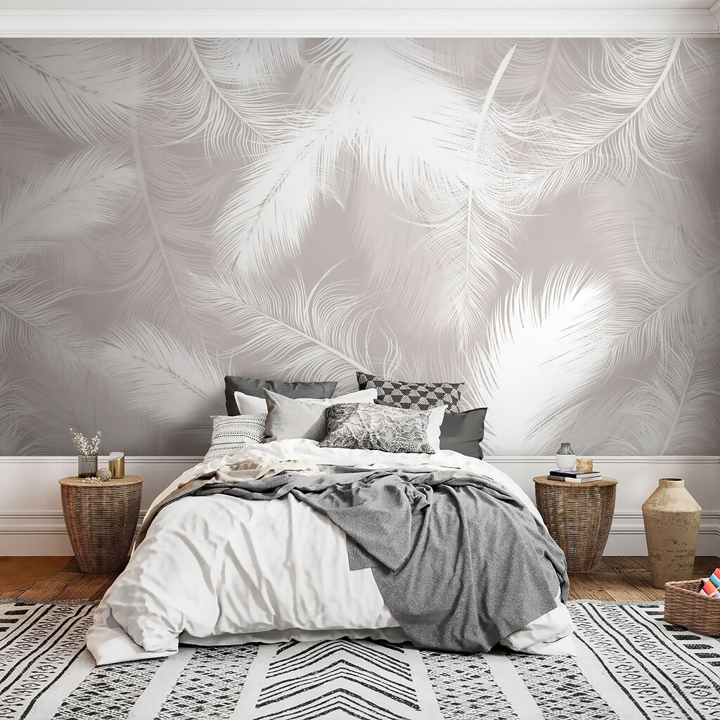 Witte veren over elkaar — interieur 4