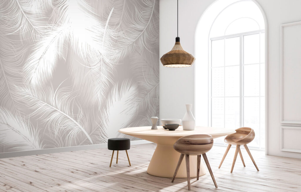 Witte veren over elkaar — interieur 3